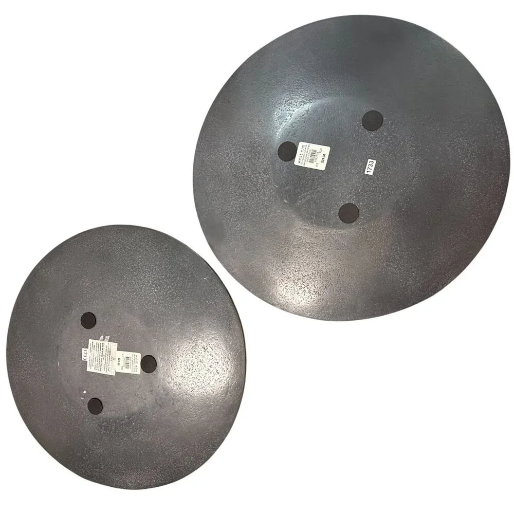 West Elm Cast Metal Chargers Round Pewter Gray Textured Set Of 2 13